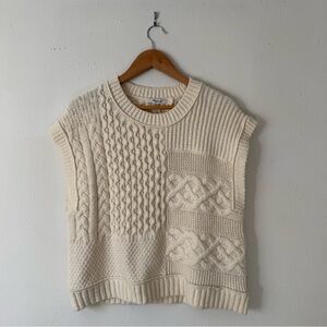 MADEWELL COTTON-BLEND PATCHWORK CABLE-KNIT SWEATER VEST
